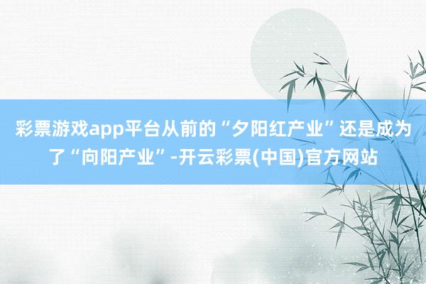 彩票游戏app平台从前的“夕阳红产业”还是成为了“向阳产业”-开云彩票(中国)官方网站